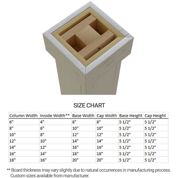 Sand Blasted Faux Wood Non-Tapered Square Column Wrap W/ Standard Capital & Base, 12W X 5'H